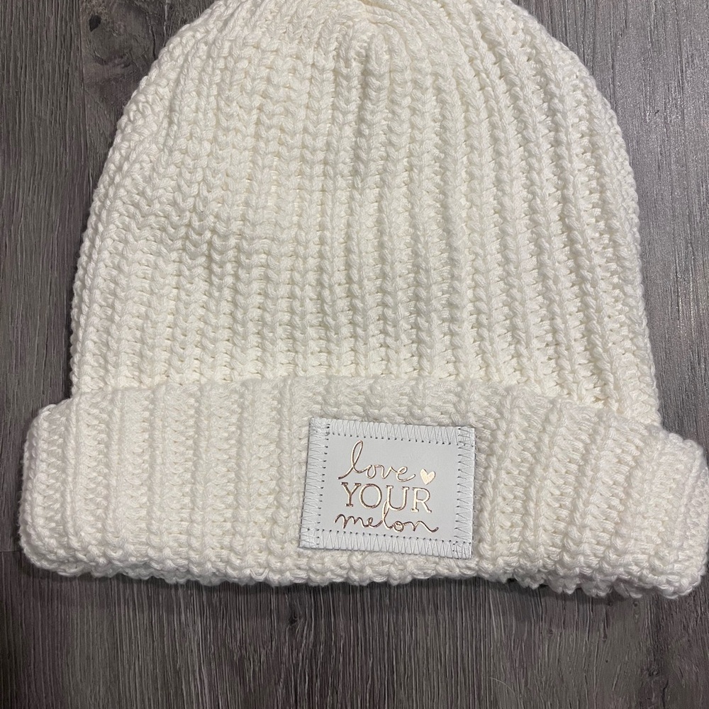 Love Your Melon White Beanie NWOT